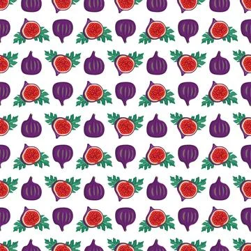 Seamless pattern with fresh sweet tasty fig fruits and leaves Illustrazione stock