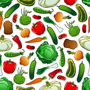 Seamless pattern of fresh vegetables イラスト素材