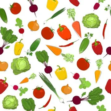 Seamless Pattern of Fresh Vegetables 스톡 일러스트