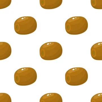 Seamless pattern with fresh whole kiwi fruit on white background. Summer frui Stock Illustration