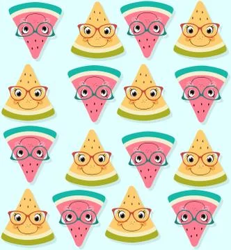 Seamless pattern with fresh yellow and red watermelon Stock Illustration