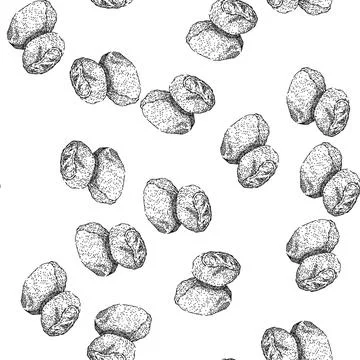 Seamless pattern fried chicken nuggets sketch hand drawn Stock Illustration
