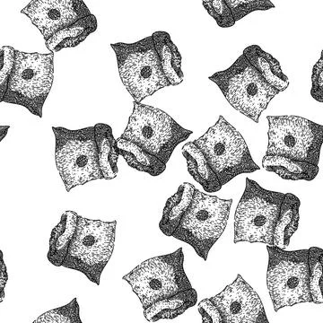 Seamless pattern fried coffee shop sketch hand drawn Stock Illustration