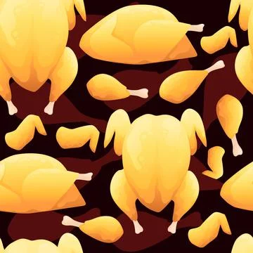 Seamless pattern of fried different fried chicken ready to eat vector illustr Stock Illustration