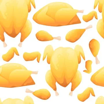 Seamless pattern of fried different fried chicken ready to eat vector illustr Illustrazione stock