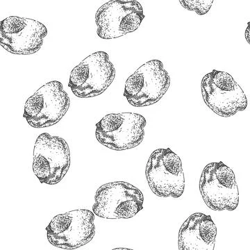 Seamless pattern fried egg sketch hand drawn Stock Illustration