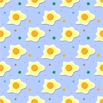 Seamless pattern with fried egg. Vector texture illustration. 스톡 일러스트