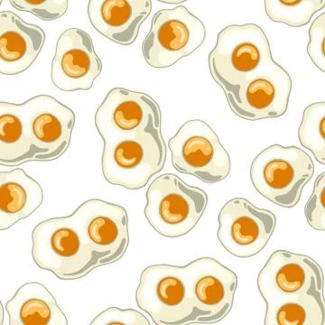 Seamless pattern with fried eggs. Breakfast wallpaper Stock Illustration