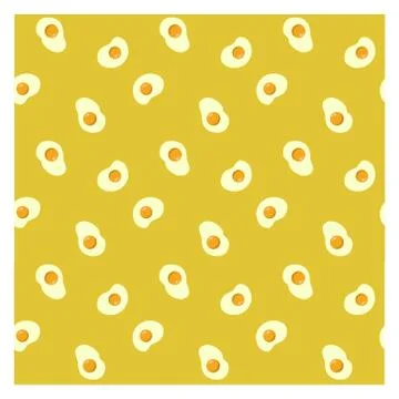 Seamless pattern of fried eggs on a yellow background. Pattern for fabric Stock Illustration