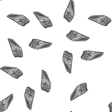 Seamless pattern fried fish fillet sketch hand drawn Stock Illustration