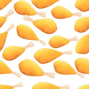 Seamless pattern of fried fried chicken leg ready to eat vector illustration  Stock Illustration