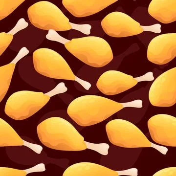 Seamless pattern of fried fried chicken leg ready to eat vector illustration  Stock Illustration