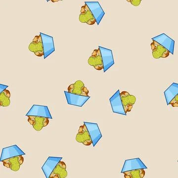 Seamless pattern fried greek loukoumades cartoon vector Stock Illustration