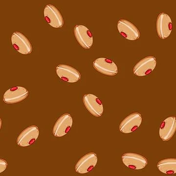 Seamless pattern fried hanukkah doughnut cartoon vector Stock Illustration