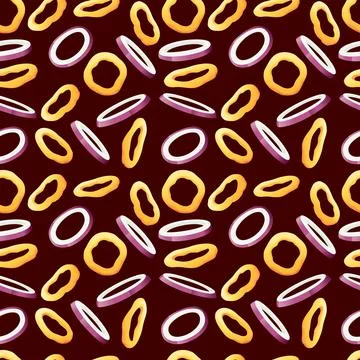 Seamless pattern fried onion rings tasty snacks for beer fast food vector Stock Illustration