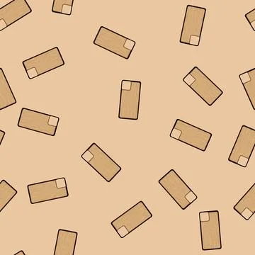 Seamless pattern friendly phone case wooden cartoon vector Stock Illustration
