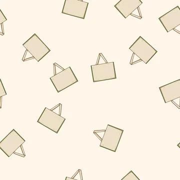 Seamless pattern friendly reusable grocery bag cartoon vector Stock Illustration