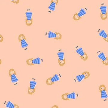 Seamless pattern friends doll toy cartoon vector Stock Illustration