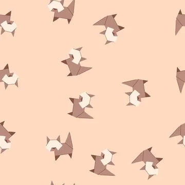 Seamless pattern frog origami animals cartoon vector 스톡 일러스트