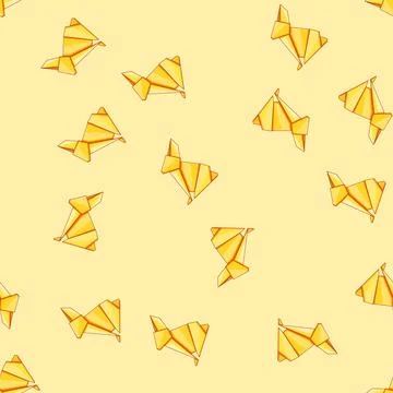 Seamless pattern frog origami animals cartoon vector Stockillustratie