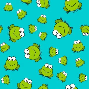 Seamless pattern of frogs in cartoon style Stock Illustration