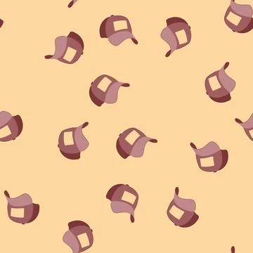Seamless pattern front baseball cap cartoon vector Stock Illustration