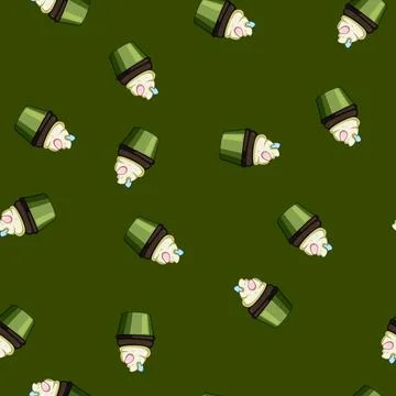 Seamless pattern frosting easter cupcake cartoon vector Stock Illustration