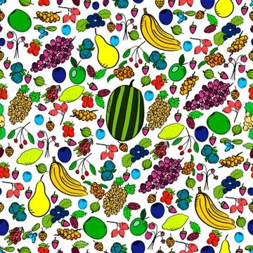 Seamless pattern with fruit and berry Stock Illustration