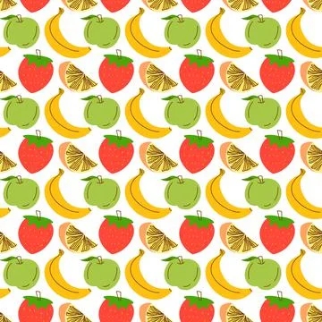 Seamless pattern with fruit background. Seamless pattern with strawberry, app Stock Illustration