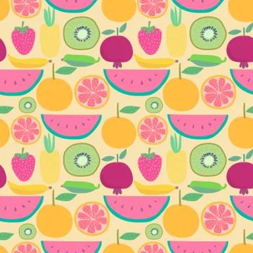 Seamless pattern with fruit background. Vector illustrations for gift wrap de Illustrazione stock