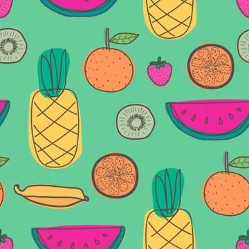 Seamless pattern with fruit background. Vector illustrations for gift wrap de Stock Illustration