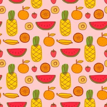 Seamless pattern with fruit background. Vector illustrations for gift wrap de Stock Illustration