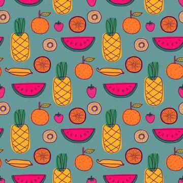 Seamless pattern with fruit background. Vector illustrations for gift wrap de Stock Illustration