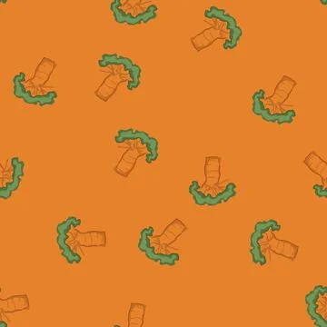 Seamless pattern fruit baobab tree cartoon vector Stock Illustration
