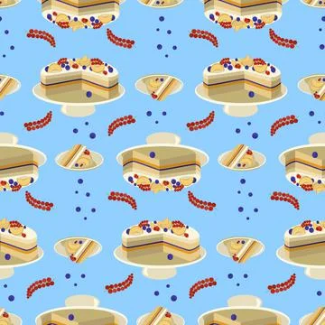 Seamless pattern fruit berry pie with apricot filling. Fruit berry background Illustrazione stock