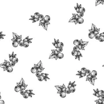 Seamless pattern fruit black currant sketch hand drawn 스톡 일러스트