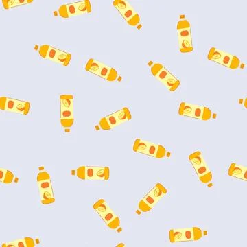 Seamless pattern fruit juice bottle cartoon vector Stock Illustration