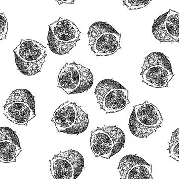 Seamless pattern fruit kiwano sketch hand drawn Stock Illustration