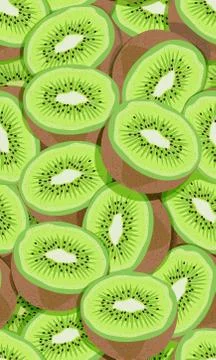 Seamless pattern fruit kiwi overlapping with shadow, Vector illustration Stock Illustration