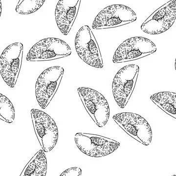 Seamless pattern fruit peach sketch hand drawn Illustrazione stock