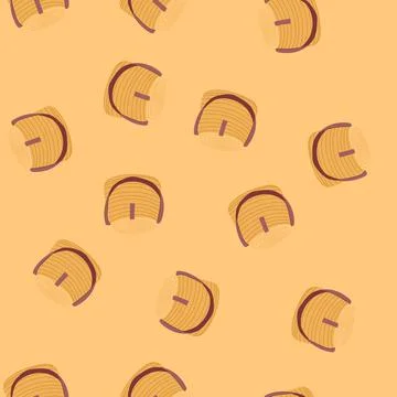 Seamless pattern fruit picnic basket cartoon vector Stock Illustration