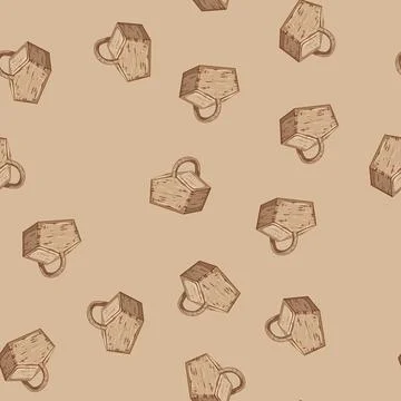 Seamless pattern fruit picnic basket cartoon vector Illustrazione stock
