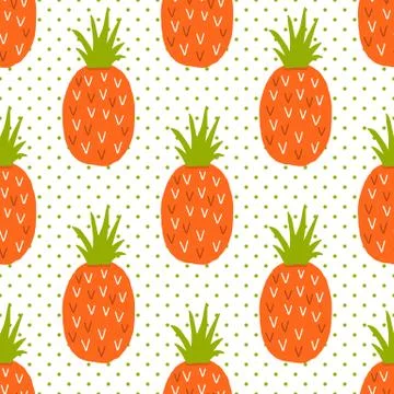 Seamless pattern fruit pineapple market. Design farm natural vitamin Stock Illustration