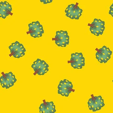 Seamless pattern fruit tree growing with yellow citrus fruits Stock Illustration