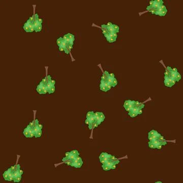 Seamless pattern fruit tree growing with green leaves and yellow fruits Illustrazione stock