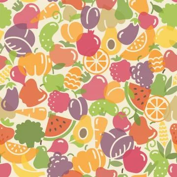 Seamless pattern fruits and vegetables Stock Illustration