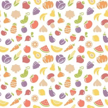 Seamless pattern fruits and vegetables Stock Illustration