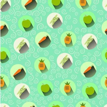 Seamless pattern of fruits and vegetables icons Stock Illustration