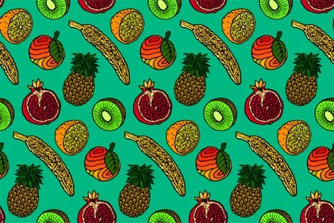 Seamless pattern with fruits Stock Illustration
