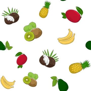 Seamless Pattern of Fruits Stock Illustration